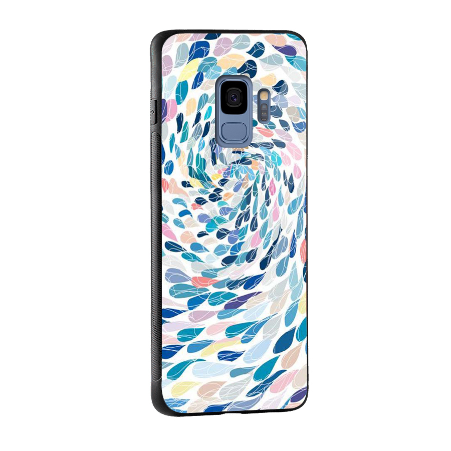Color Droplets Swirls Glass Back Case for Galaxy S9