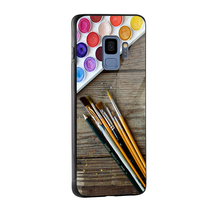 Color Palette and Brush Glass Back Case for Galaxy S9