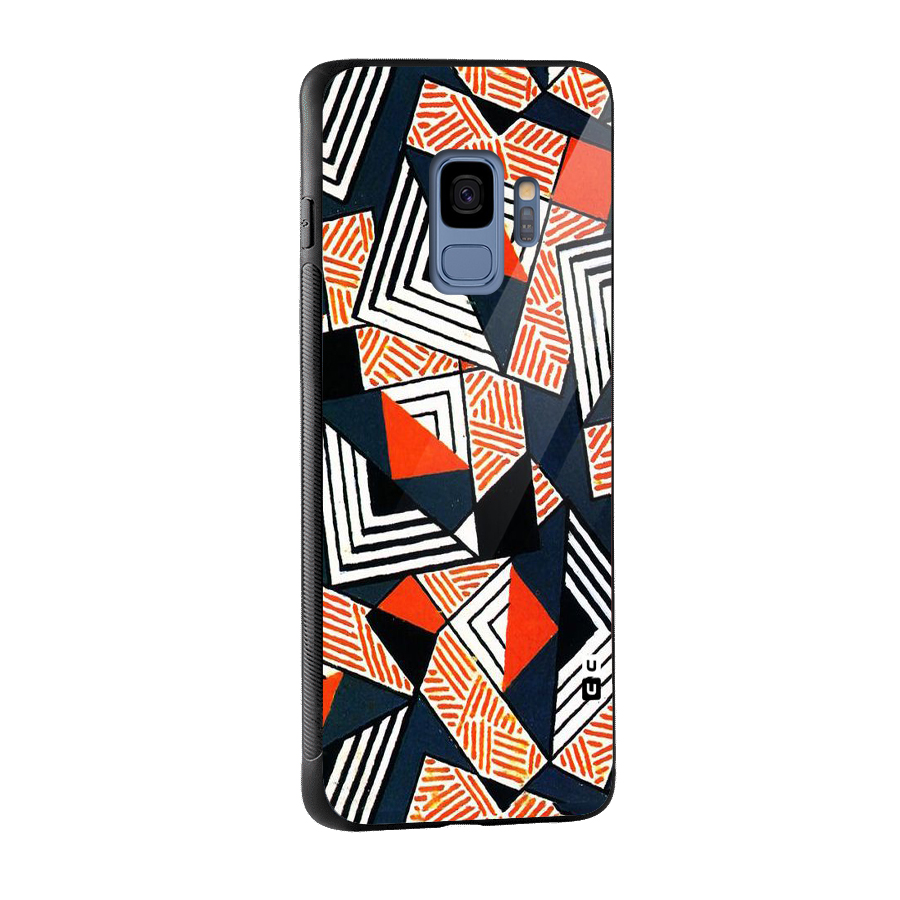 Colored Cuts Pattern Glass Back Case for Galaxy S9