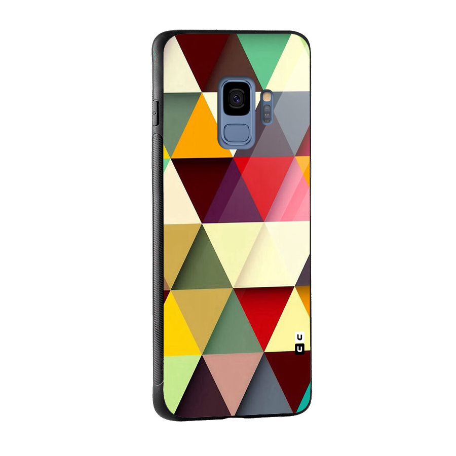 Colored Triangles Glass Back Case for Galaxy S9