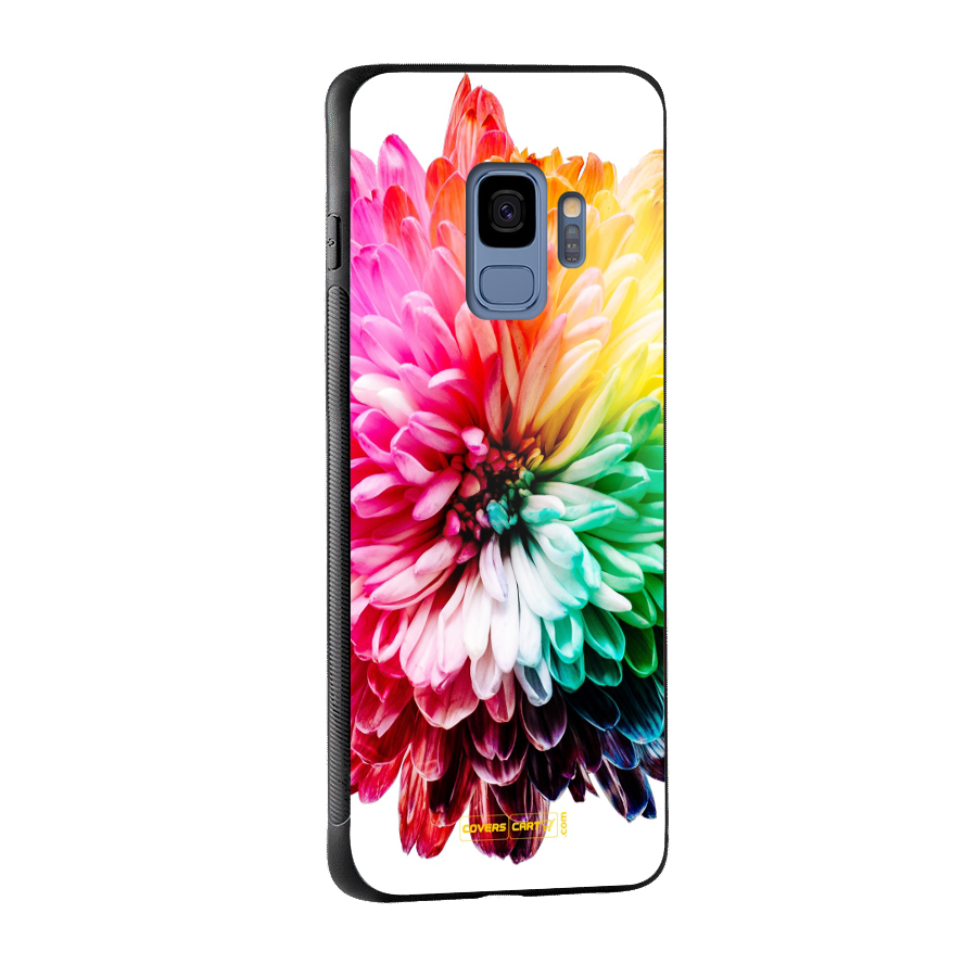 Colorful Flower Glass Back Case for Galaxy S9