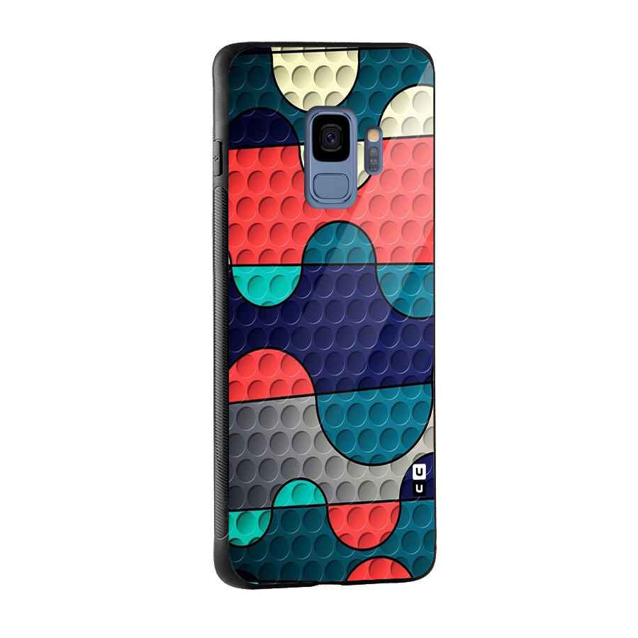 Colorful Puzzle Design Glass Back Case for Galaxy S9