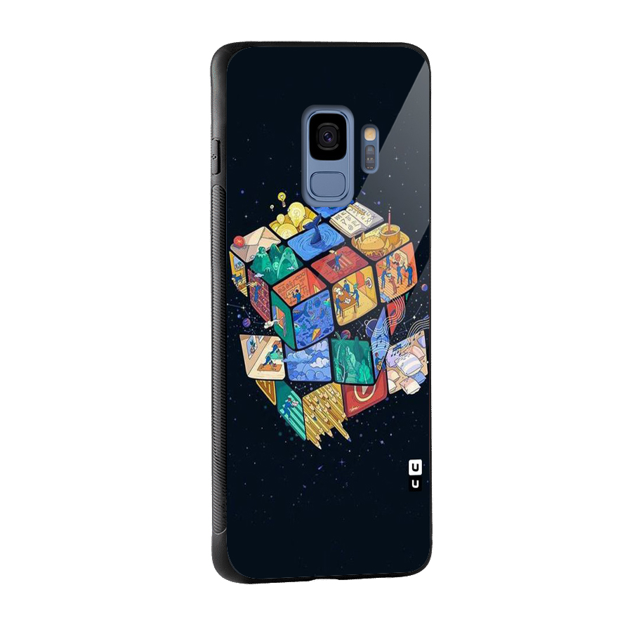 Coloured Rubic Glass Back Case for Galaxy S9
