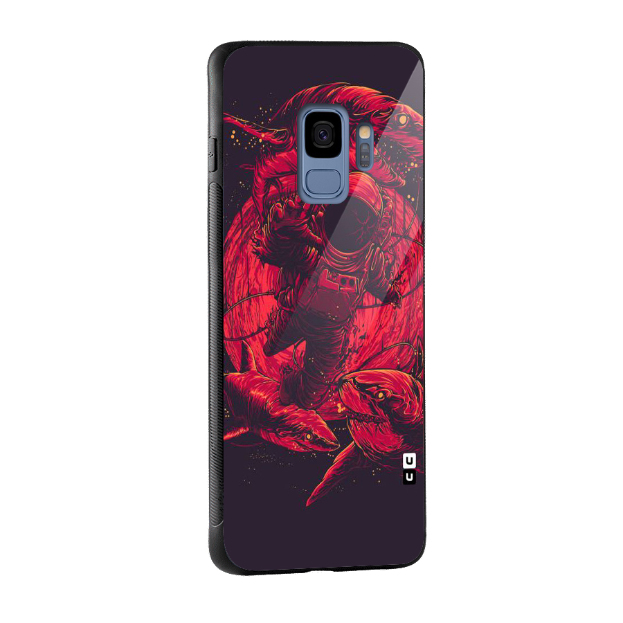 Coloured Spaceman Glass Back Case for Galaxy S9
