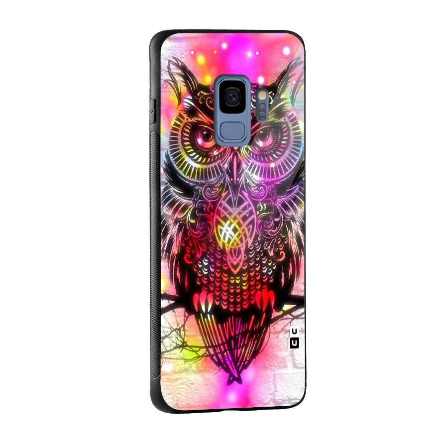 Colourful Owl Glass Back Case for Galaxy S9