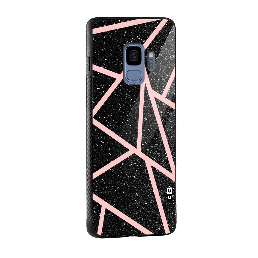 Concrete Black Pink Stripes Glass Back Case for Galaxy S9
