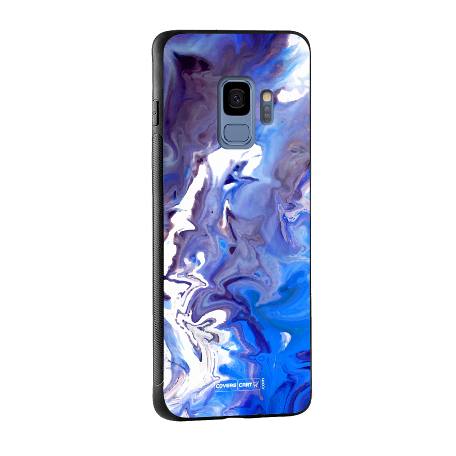 Cool Blue Marble Texture Glass Back Case for Galaxy S9