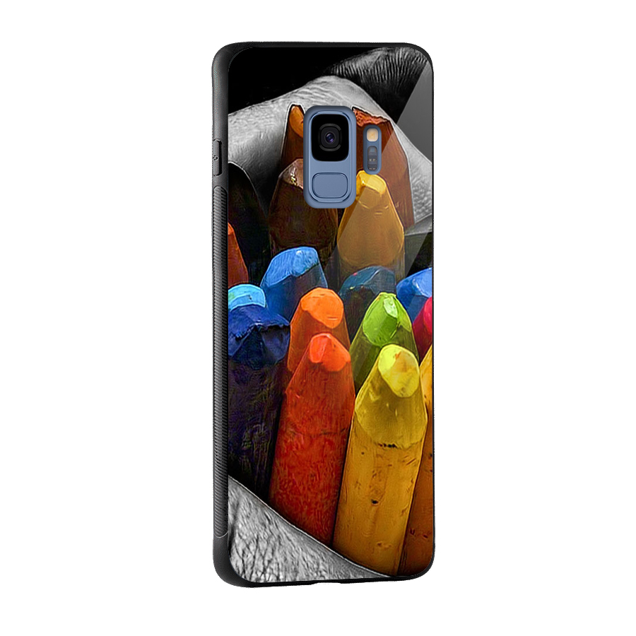 Crayons Beautiful Glass Back Case for Galaxy S9