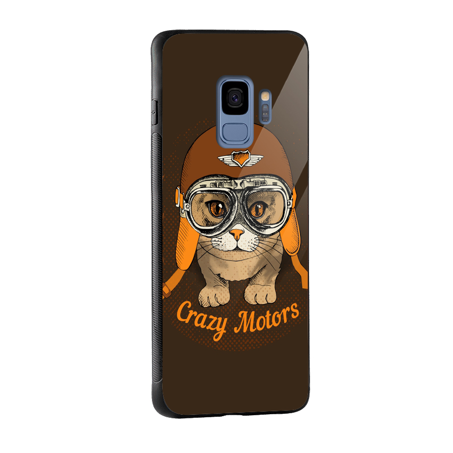 Crazy cat Glass Back Case for Galaxy S9