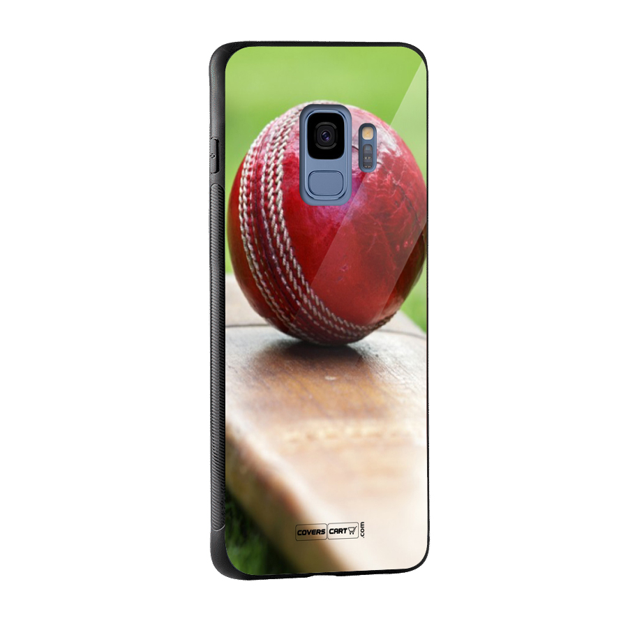 Cricket Bat Ball Glass Back Case for Galaxy S9