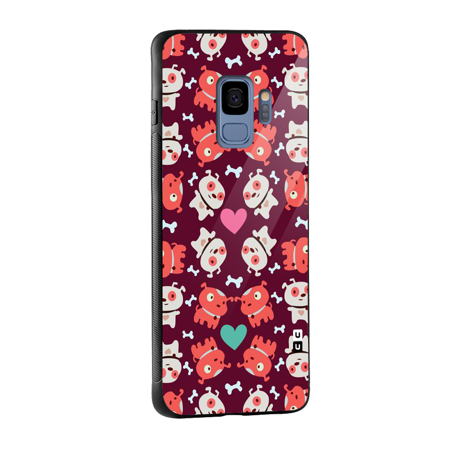 Cut Dog Design Glass Back Case for Galaxy S9