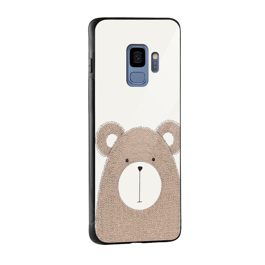 Cute Bear Glass Back Case for Galaxy S9