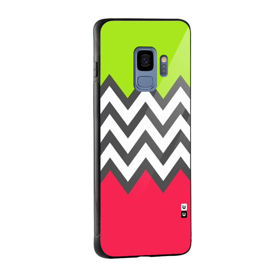Cute Chevron Glass Back Case for Galaxy S9