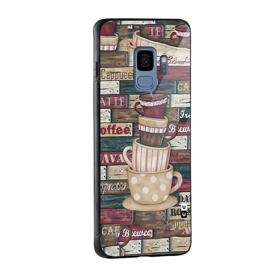 Cute Coffee Cups Glass Back Case for Galaxy S9