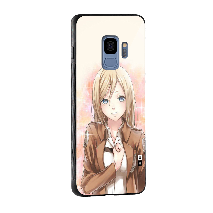 Cute Girl Art Glass Back Case for Galaxy S9
