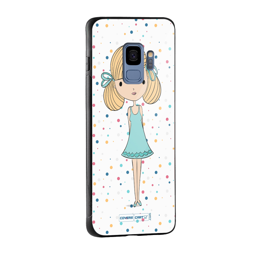 Cute Girl Glass Back Case for Galaxy S9