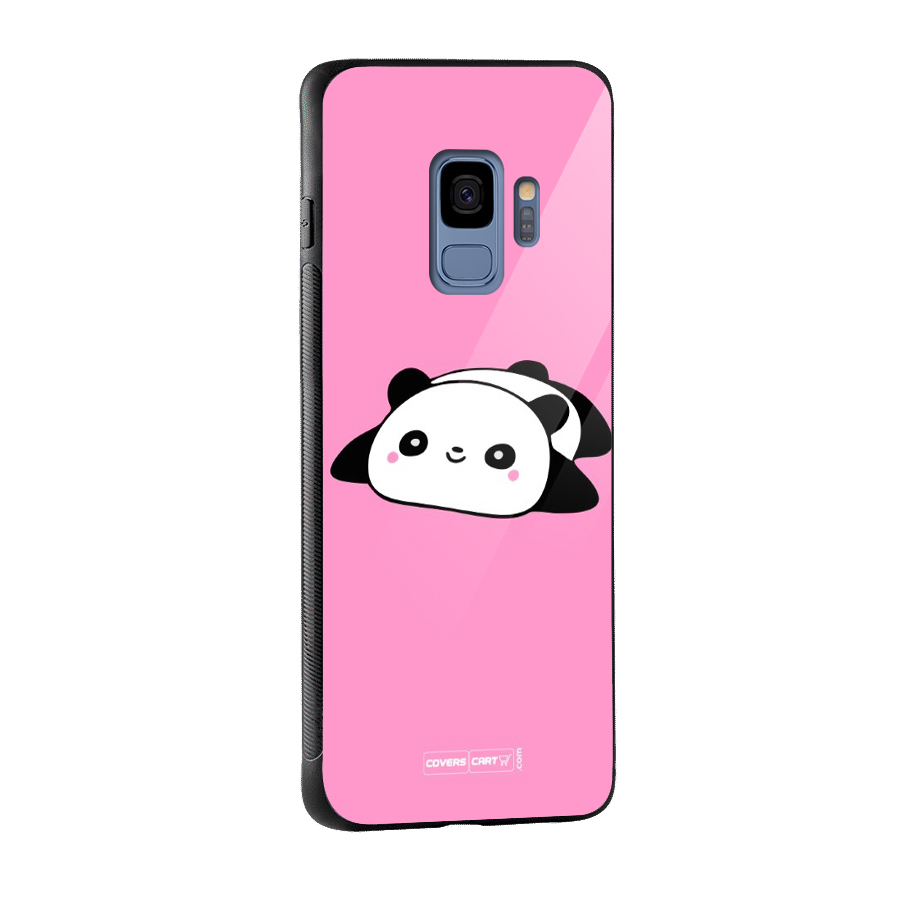 Cute Lazy Panda Glass Back Case for Galaxy S9