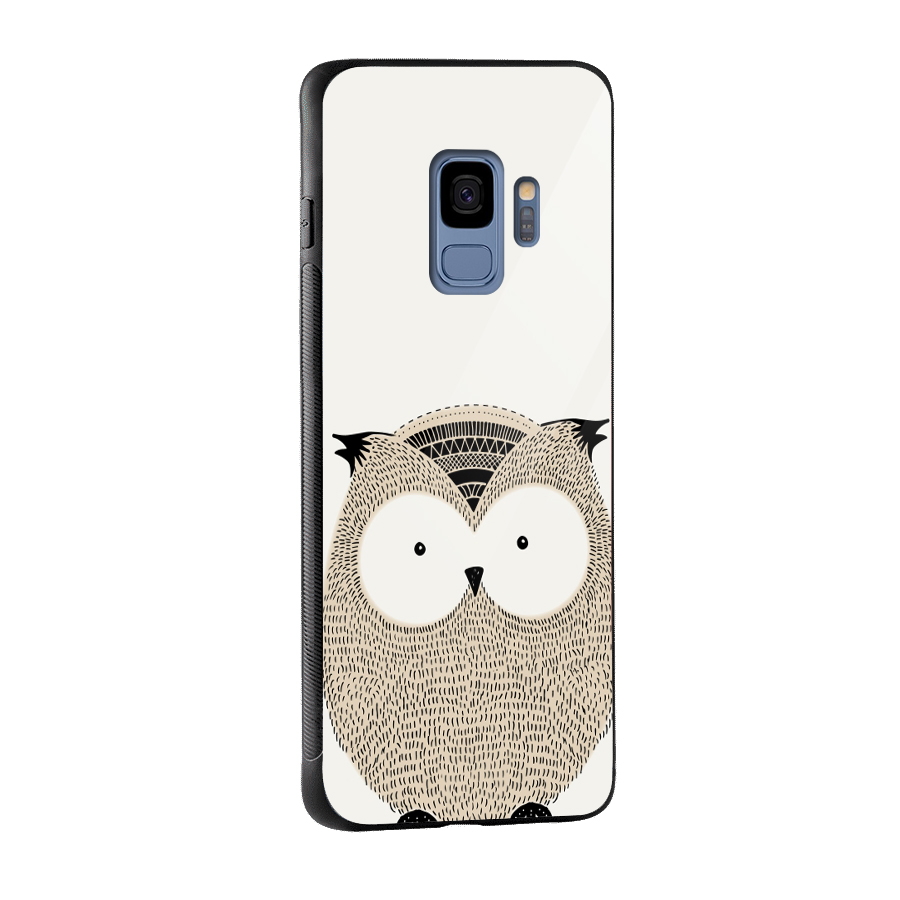 Cute Owl Glass Back Case for Galaxy S9