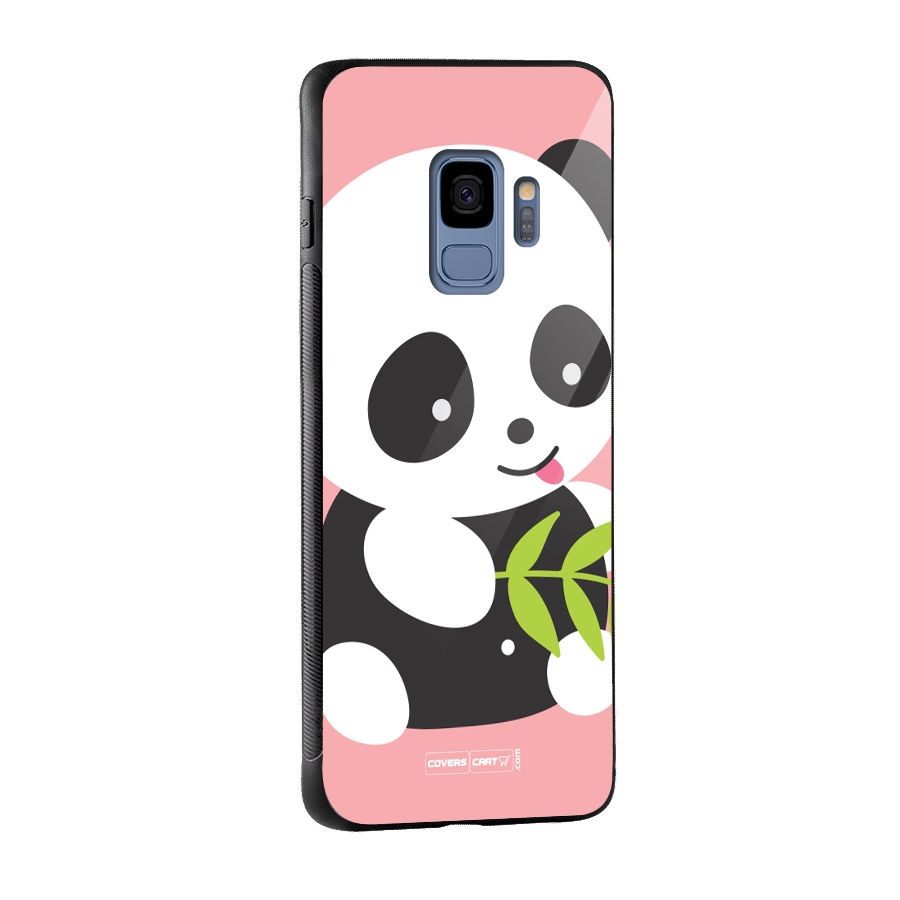 Cute Panda Pink Glass Back Case for Galaxy S9