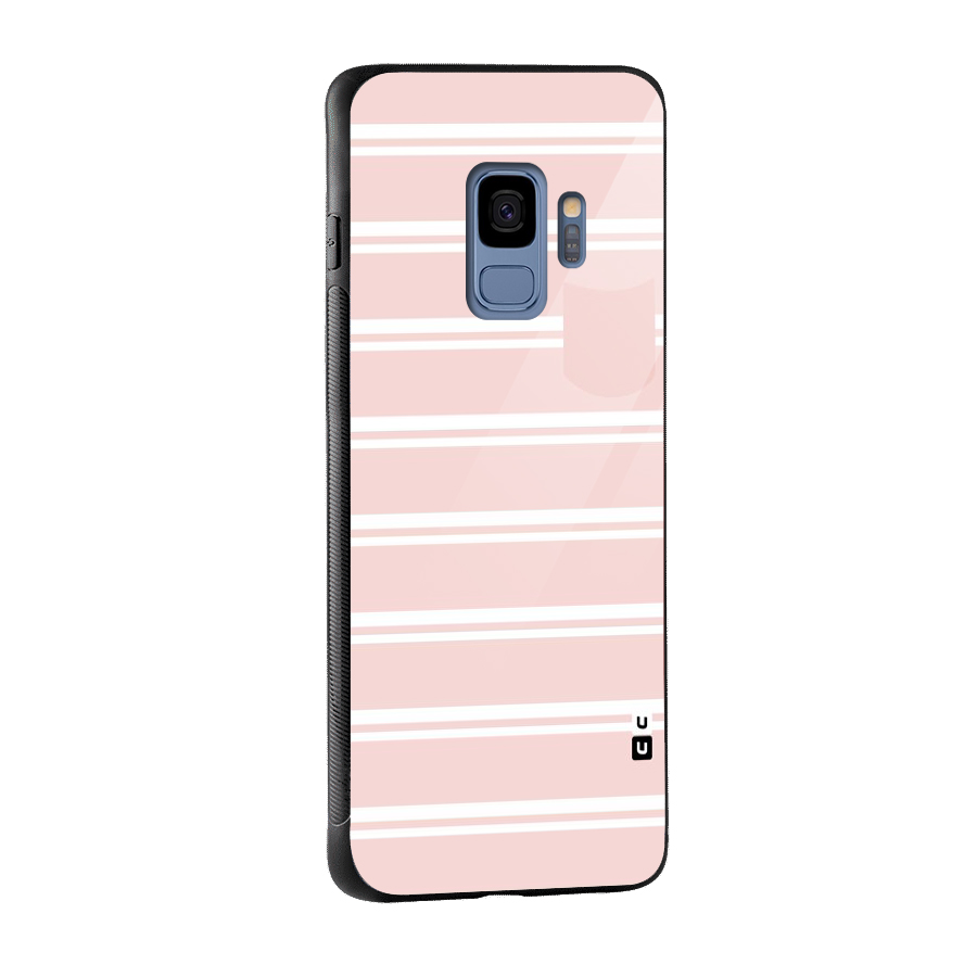 Cute Pocket Striped Glass Back Case for Galaxy S9
