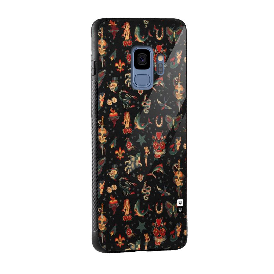 Dark Pattern Glass Back Case for Galaxy S9