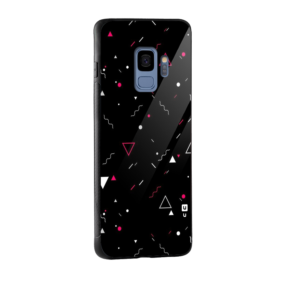 Dark Shapes Design Glass Back Case for Galaxy S9