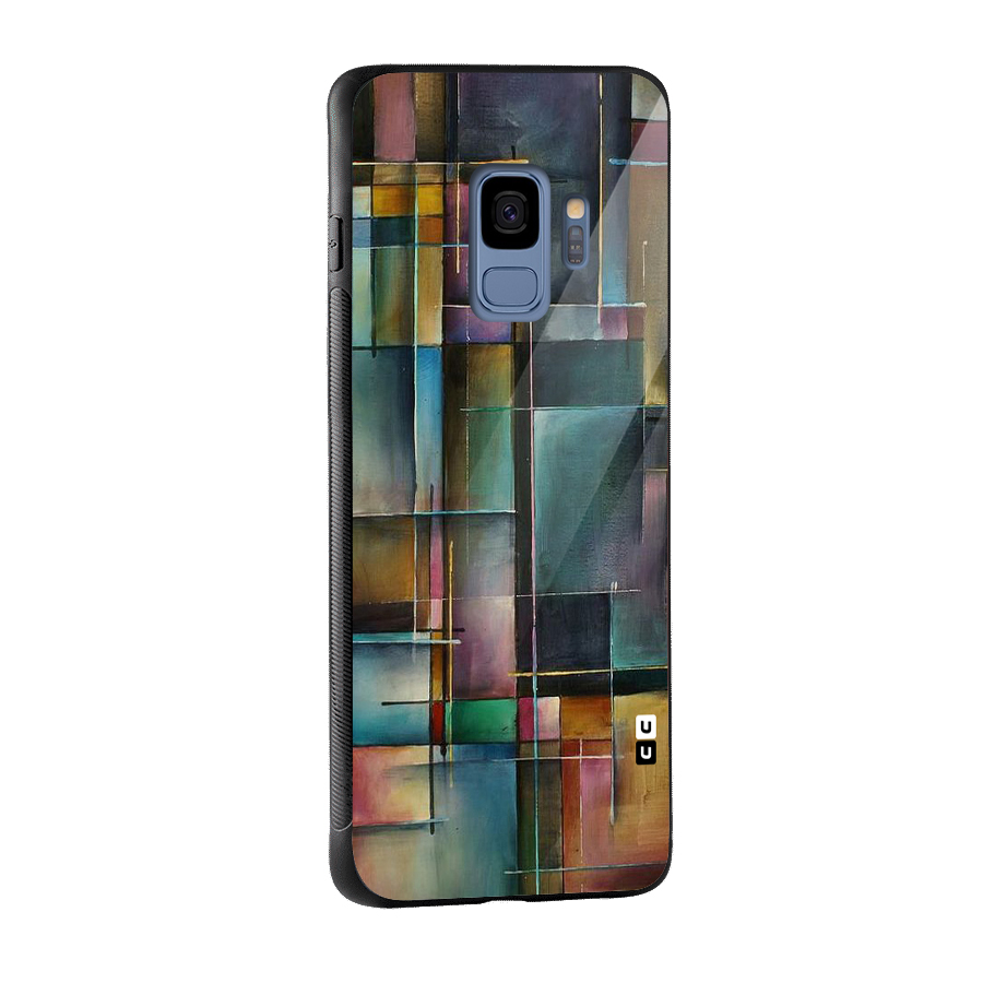 Dark Square Shapes Glass Back Case for Galaxy S9