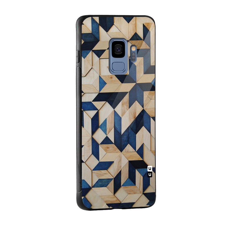 Disorted Wood Blue Glass Back Case for Galaxy S9