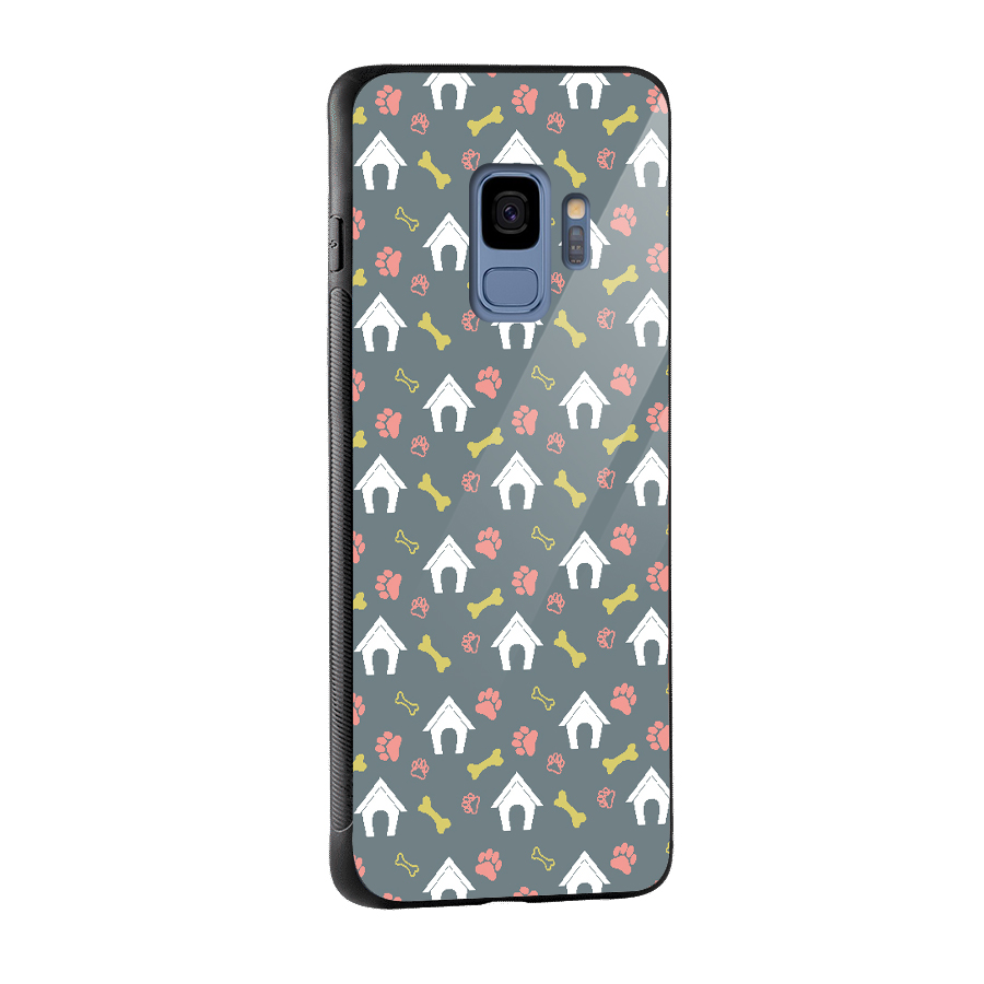 Dog Pattern Glass Back Case for Galaxy S9