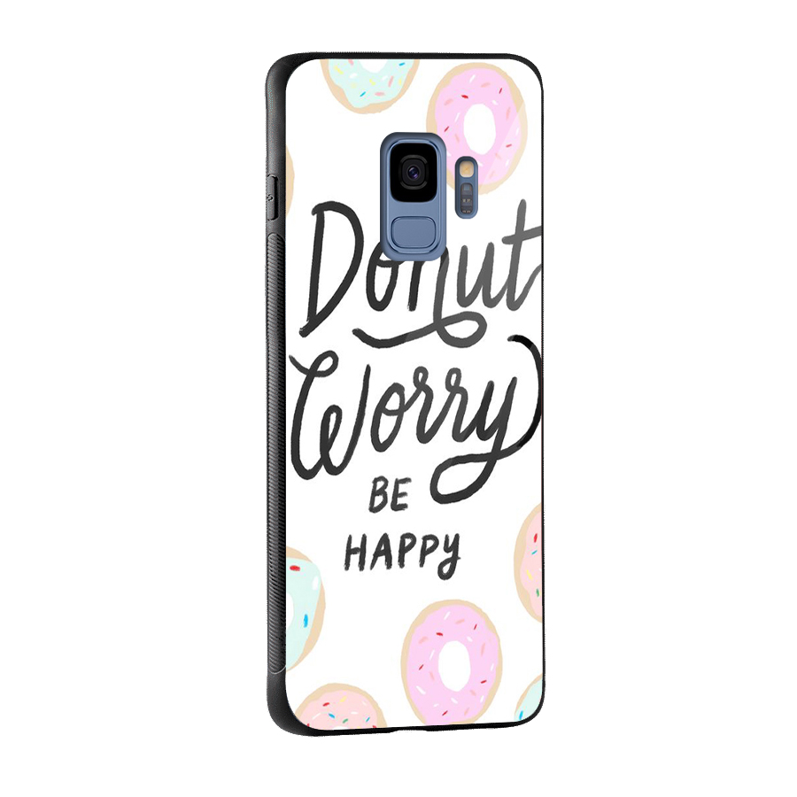 Donut Worry Be Happy Glass Back Case for Galaxy S9