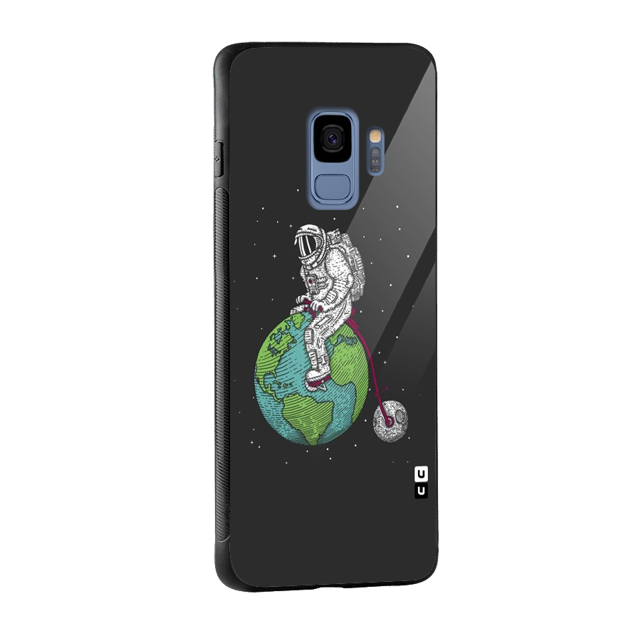 Earth Space Doodle Glass Back Case for Galaxy S9
