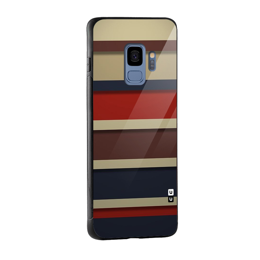 Elegant Stripes Pattern Glass Back Case for Galaxy S9