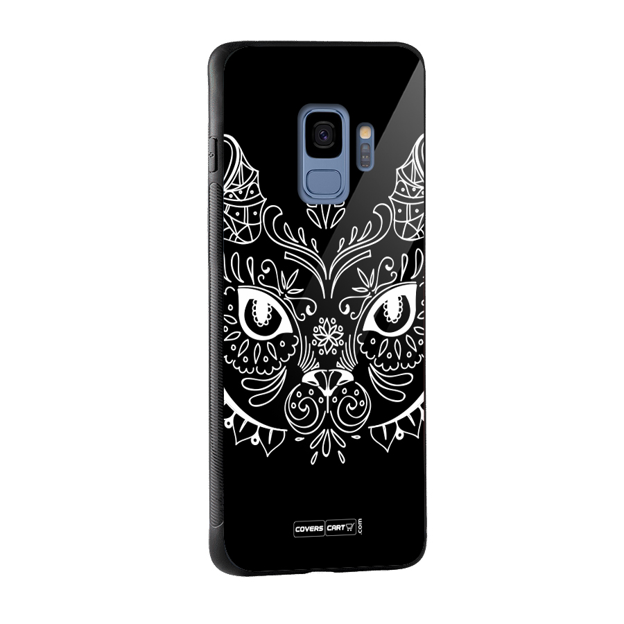 Ethnic Cat Design Glass Back Case for Galaxy S9