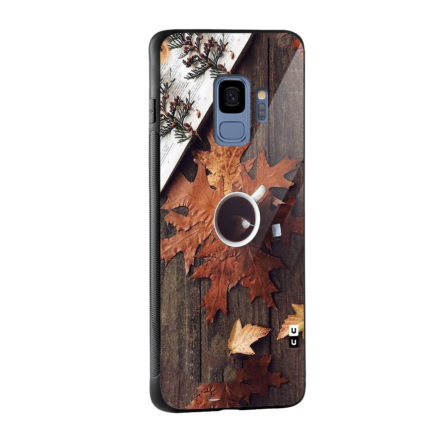 Fall Leaf Coffee Glass Back Case for Galaxy S9