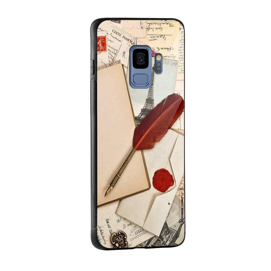 Feather Beauty Glass Back Case for Galaxy S9