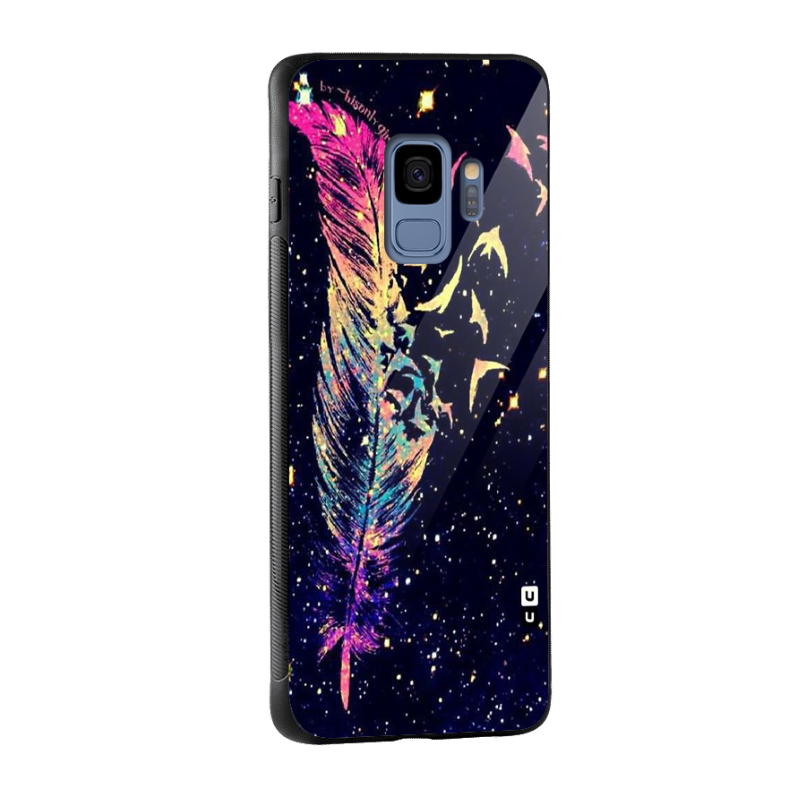 Feather Bird Fly Glass Back Case for Galaxy S9
