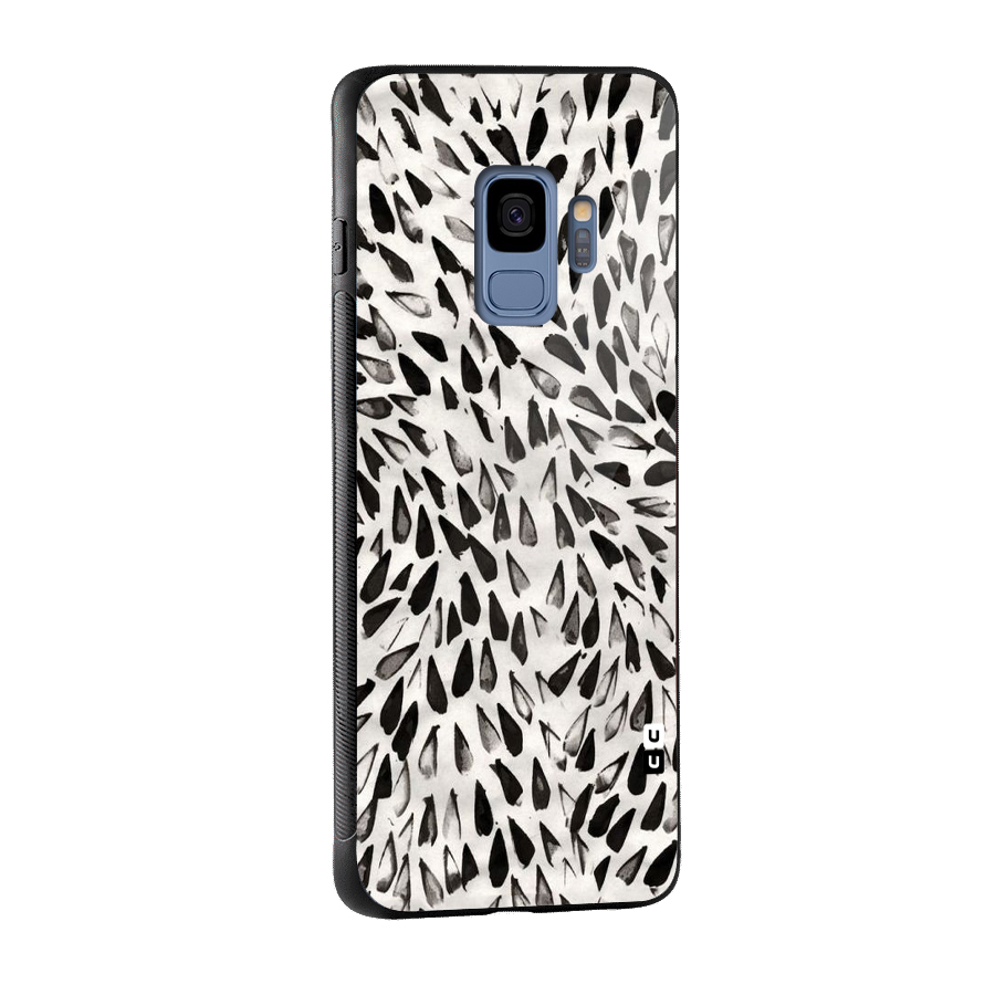 Feather Pattern Colorless Glass Back Case for Galaxy S9