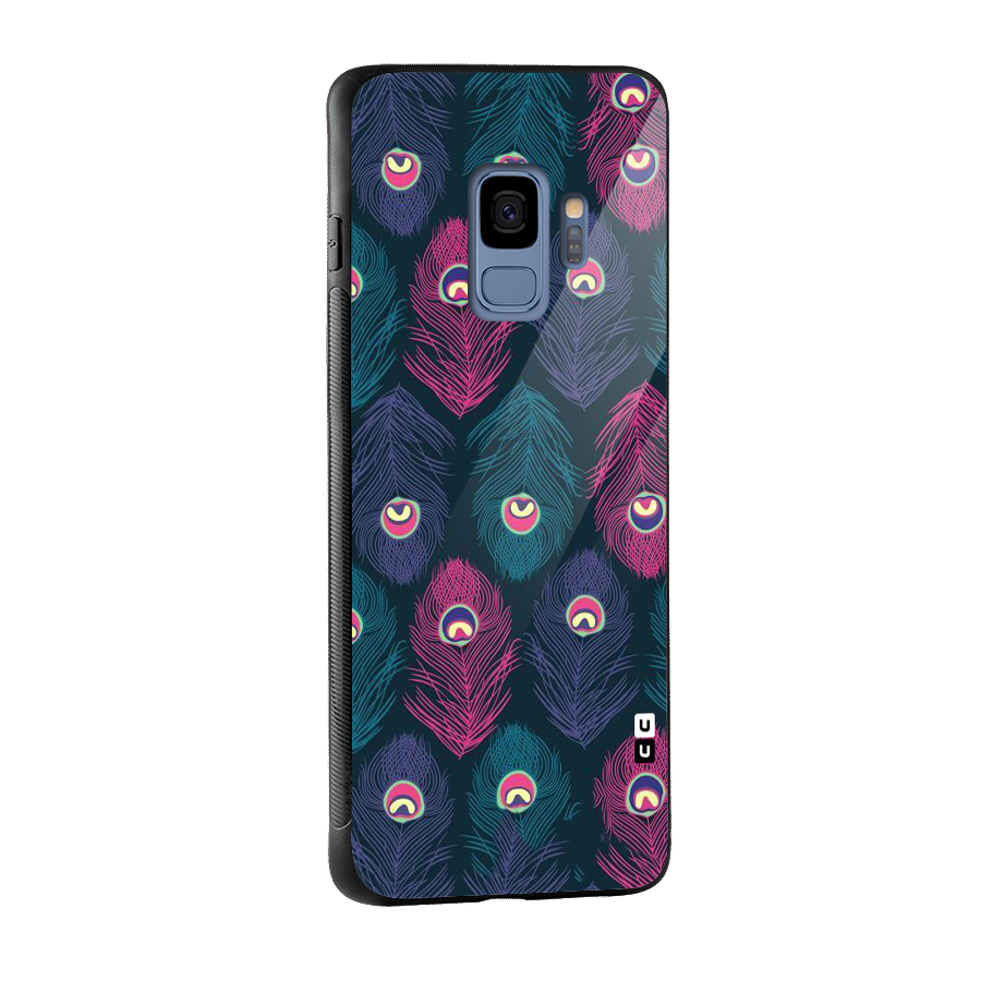 Feathers Patterns Glass Back Case for Galaxy S9