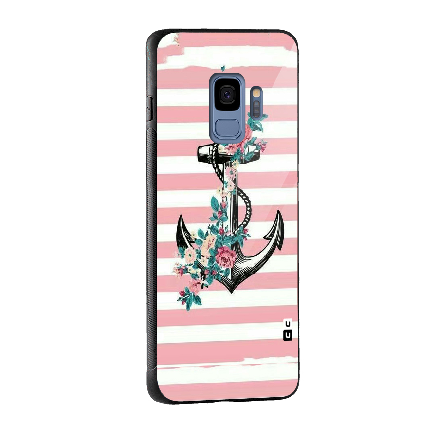 Floral Anchor Glass Back Case for Galaxy S9