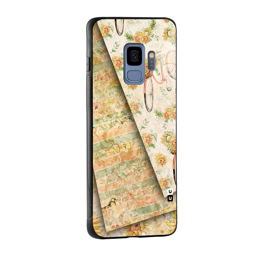 Floral Bicycle Glass Back Case for Galaxy S9
