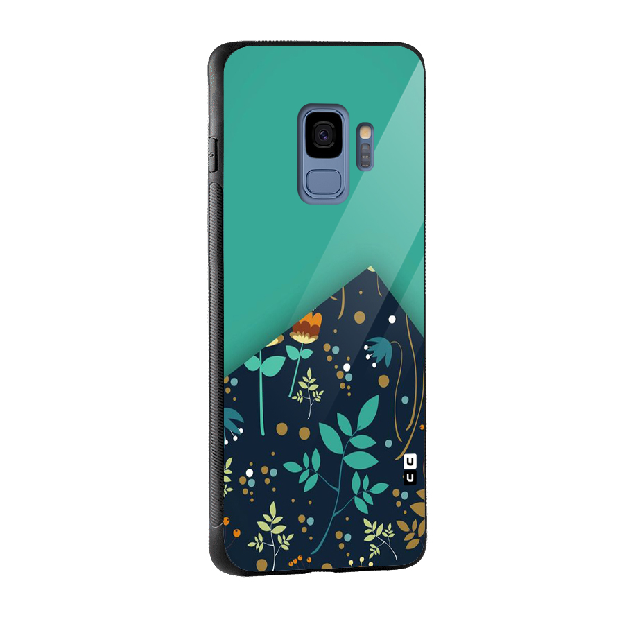 Floral Corner Glass Back Case for Galaxy S9