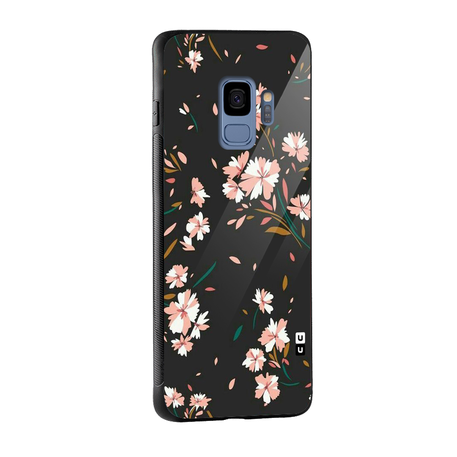 Floral Petals Peach Glass Back Case for Galaxy S9