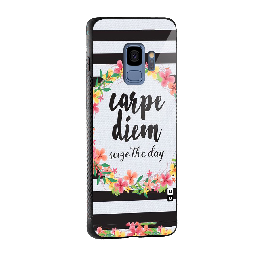 Floral Seize The Day Glass Back Case for Galaxy S9