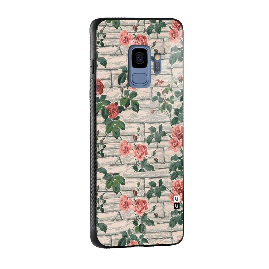 Floral Wall Design Glass Back Case for Galaxy S9