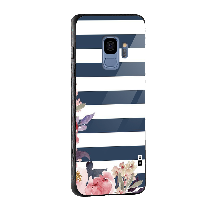 Floral Water Art Glass Back Case for Galaxy S9