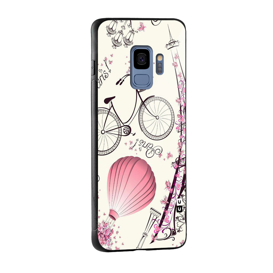 Flower Clipart Design Glass Back Case for Galaxy S9