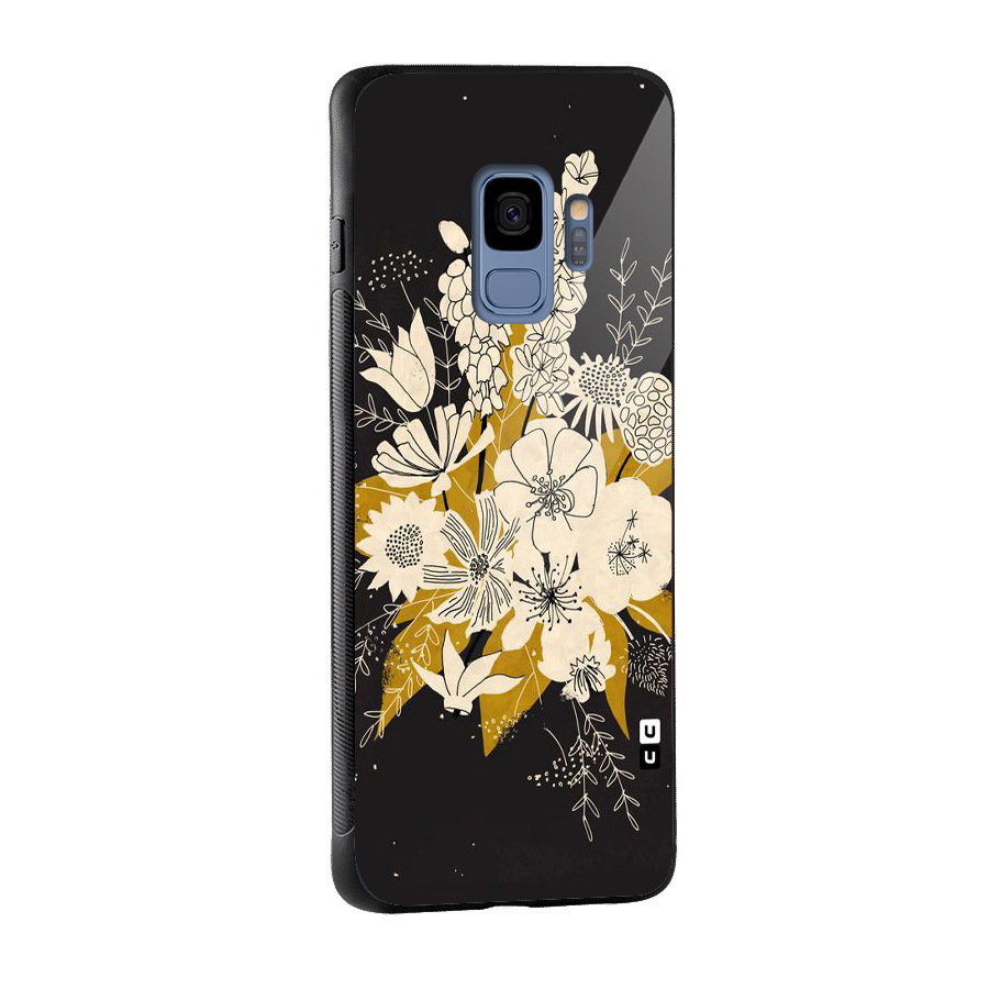 Flower Drawing Glass Back Case for Galaxy S9