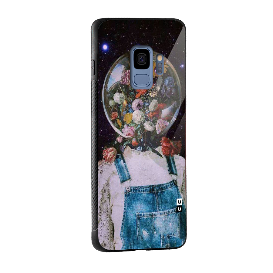 Flower Face Glass Back Case for Galaxy S9