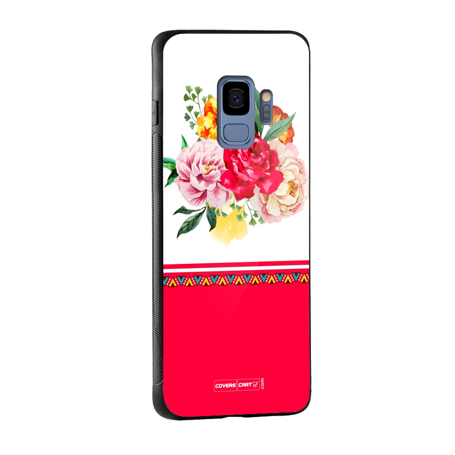 Flower Fusion Glass Back Case for Galaxy S9