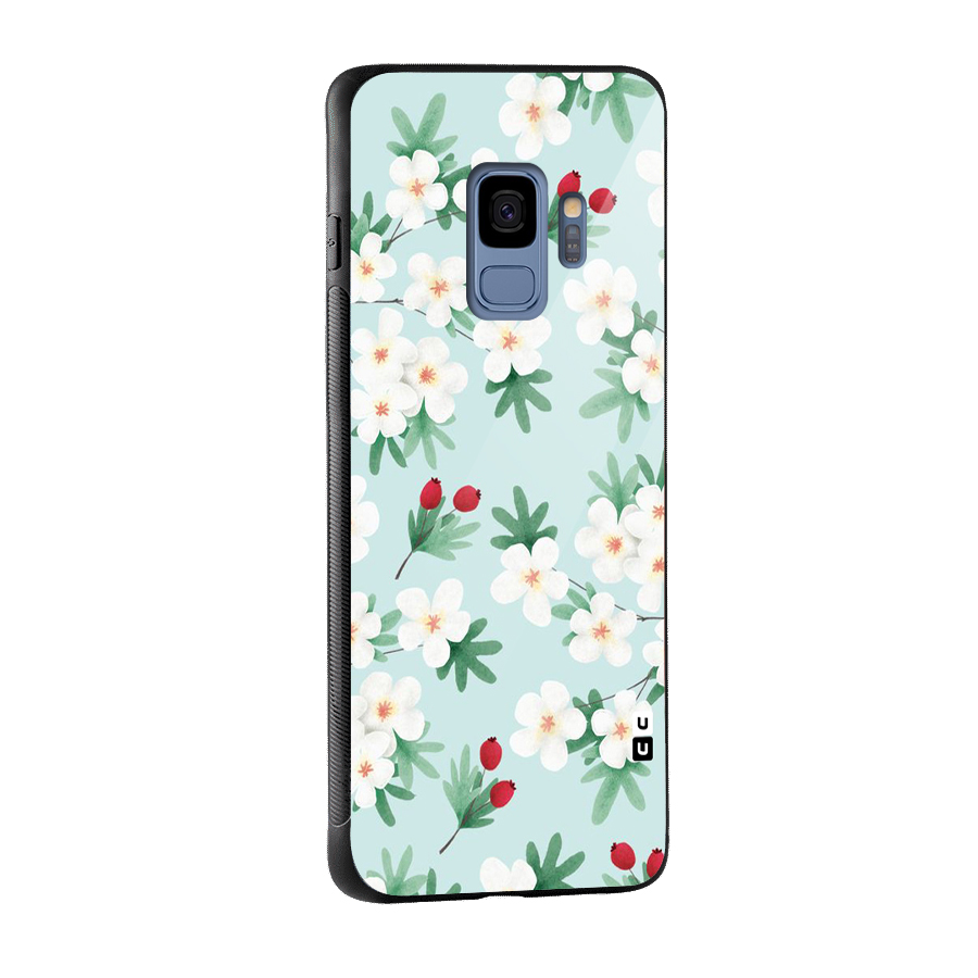 Flowers Pastel Glass Back Case for Galaxy S9